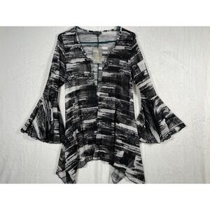 Dor‎ Dor Couture Mesh Cardigan Sweater Size Small Black Open Boho Work Artsy NEW